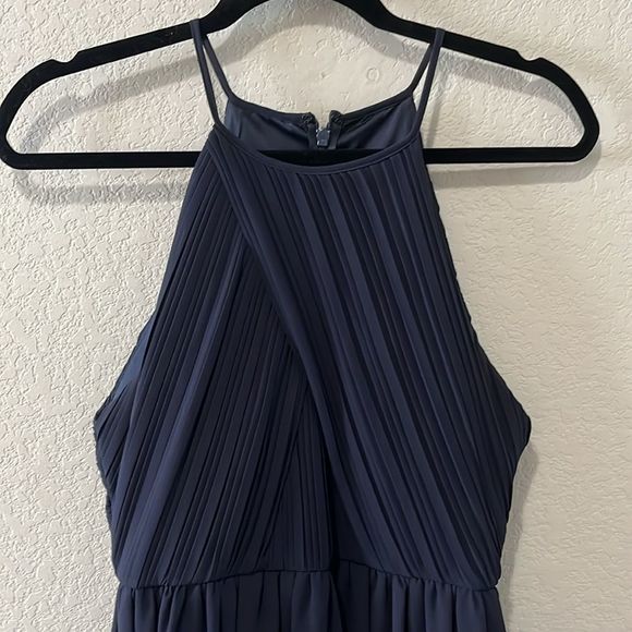 BHLDN (Anthropologie) Madrie High Neck Navy Blue Dress, Size 4 - Picture 3 of 11